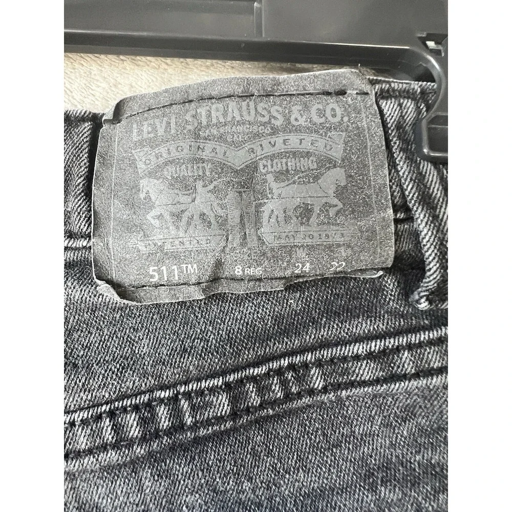 Levi's 511 Jeans Boys Slim 24x22 8 Reg‎ Black Stone Wash